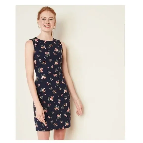 Old Navy | Dresses | Old Navy Sleeveless Navy Pink Floral Ponte Knit  Stretchy Sheath Dress Xxl 4 | Poshmark